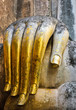 Beautiful hand of big buddha in Sukhothai Historic Park, Thailan