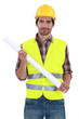 Foreman standing on white background