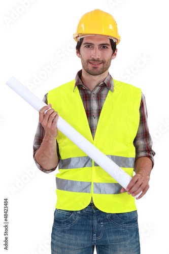 Photo: Foreman standing on white background Foreman standing on white background