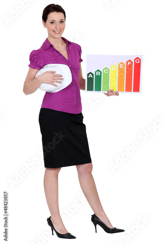 Photo: Woman holding energy information Woman holding energy information