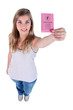 Young woman with a French drivers licence