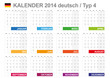 Kalender 2014 für Termine deutsch farbig Typ D