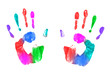 Empreintes de mains multicolores