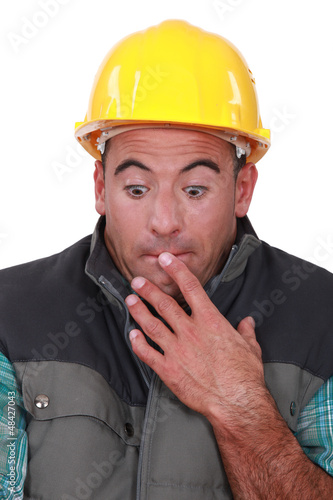 Photo: Construction worker who did a mistake. Construction worker who did a mistake.