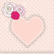 Retro Valentine vignette with roses and heart