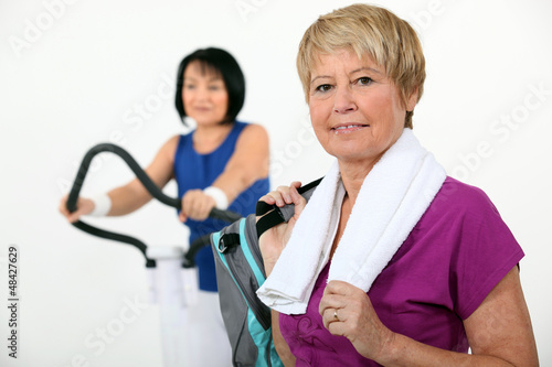 Photo: Two middle-aged women at the gym Two middle-aged women at the gym