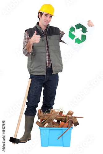 Photo: Manual worker recycling Manual worker recycling