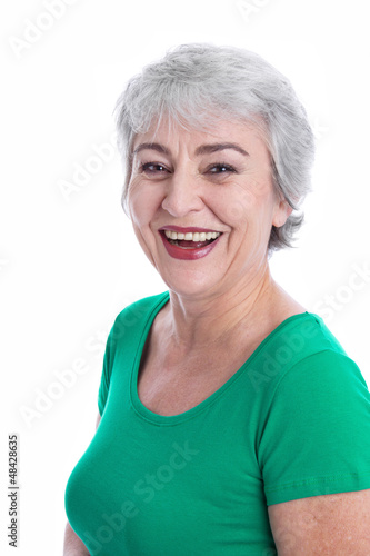 Photo: Glückliche Frau mit grauen Haaren Glückliche Frau mit grauen Haaren