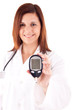 Doctor showing how to measure diabetes