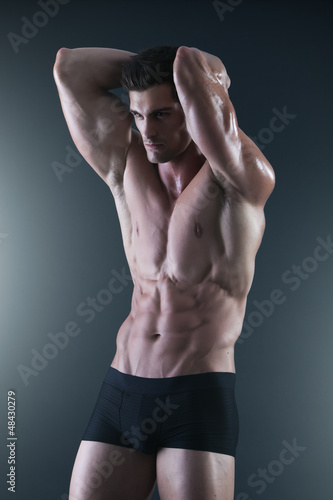 Photo: Portrait of a shirtless muscular man in underwear Portrait of a shirtless muscular man in underwear