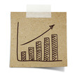 Illustration: hand draw growth graph on note taped recycle paper hand draw growth graph on note taped recycle paper
