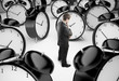man and clocks