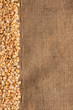 Dried peas lying on sackcloth