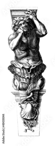 Illustration: Sculpture : Man Cariatide - 17th century Sculpture : Man Cariatide - 17th century