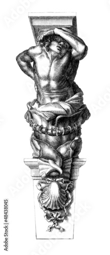 Illustration: Sculpture : Cariatide Man - 17th century Sculpture : Cariatide Man - 17th century