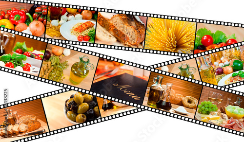 Photo: Film Strip Food Montage Menu Salad Pasta Bread Film Strip Food Montage Menu Salad Pasta Bread