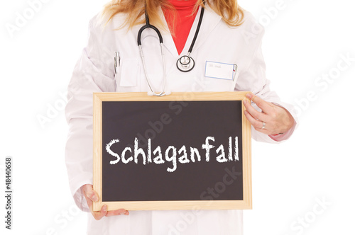 Photo: Ärztin mit Schild - Schlaganfall Ärztin mit Schild - Schlaganfall