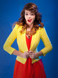 Colorful fresh portrait of a beautiful playful young woman