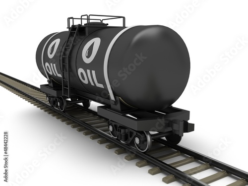 Illustration: Railroad tank wagon on a white background Railroad tank wagon on a white background