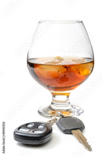 Photo: glass of alcohol and car keys glass of alcohol and car keys