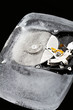 Hard drive frozen in an ice block