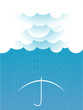 Rain.Vector image with dark clouds in wet day
