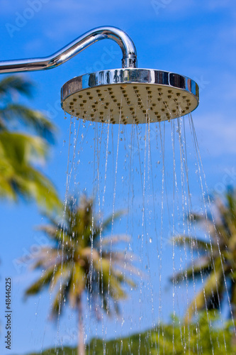 Photo: Shower on the background of blue sky at the hotel Shower on the background of blue sky at the hotel