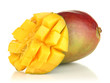 Ripe appetizing mango isolated on white
