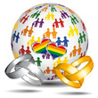 Marriage and adoption. LGBT flag.
