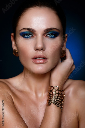 Photo: glamor sexy model with bright blue makeup glamor sexy model with bright blue makeup