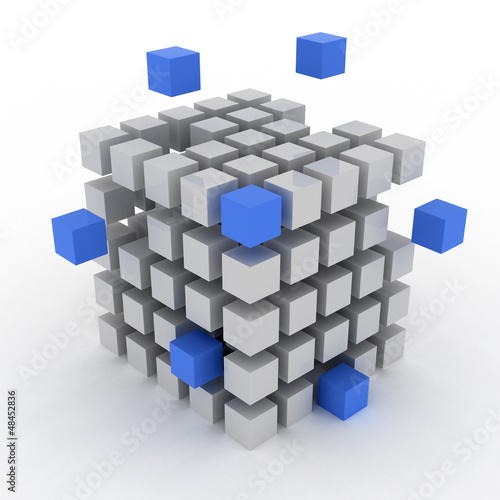 Illustration: cube assembling from blocks cube assembling from blocks