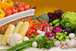 Composition of vegetable with basket