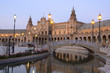 Romantic bridge over the canal in Spain Square, Seville (Spain)