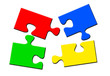 Illustration: Vier bunte Puzzelteile Vier bunte Puzzelteile