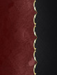 Red background, black plate with a gold pattern