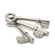 Three keys close up isolated on white