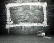 Graffiti wall with frame, street background