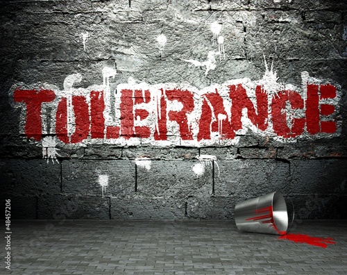 Photo: Graffiti wall with tolerance, street background Graffiti wall with tolerance, street background