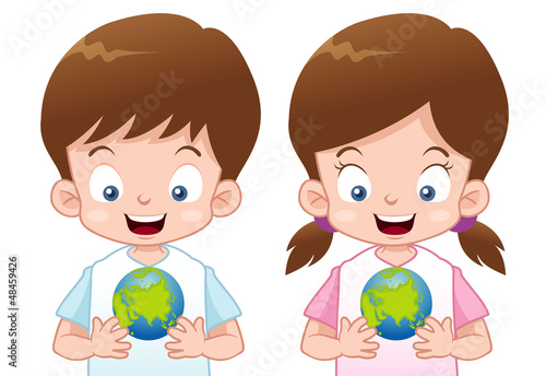 Vector: illustration of Kids with globe illustration of Kids with globe