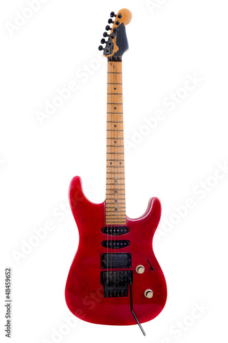 Photo: Red Old Guitar / Isolated Red Old Guitar / Isolated