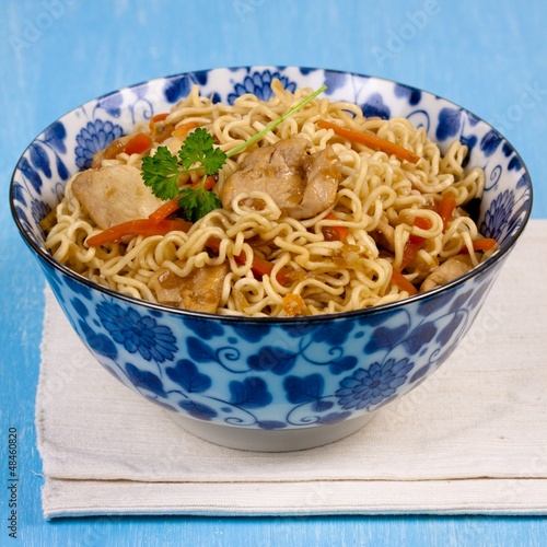 Photo: Asian noodles with chicken and soy sauce Asian noodles with chicken and soy sauce