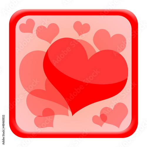 Illustration: Valentines day icon with red hearts Valentines day icon with red hearts