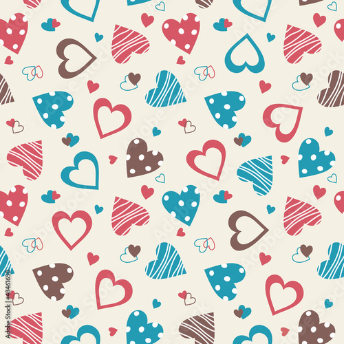 Vector: Retro valentine seamless pattern with hearts Retro valentine seamless pattern with hearts