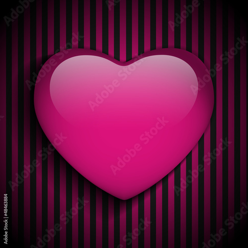 Vector: Glossy Emo Heart. Pink and Black Stripes Glossy Emo Heart. Pink and Black Stripes