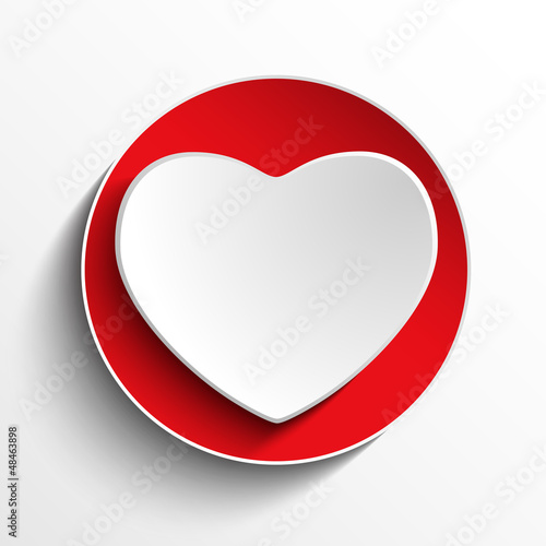 Vector: Valentine Day Heart on White Button Valentine Day Heart on White Button