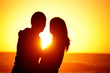 loving couple beach sunset