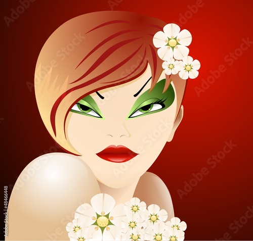 Vector: Young girl with green eyes Young girl with green eyes