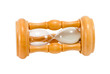 wooden sand glass clock side isolate white concept