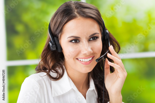 Photo: Support phone operator in headset Support phone operator in headset