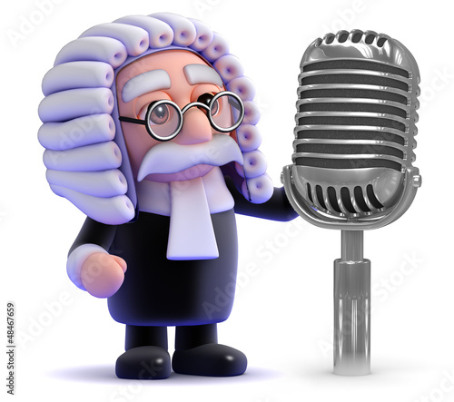 Illustration: Judge with an old retro microphone Judge with an old retro microphone